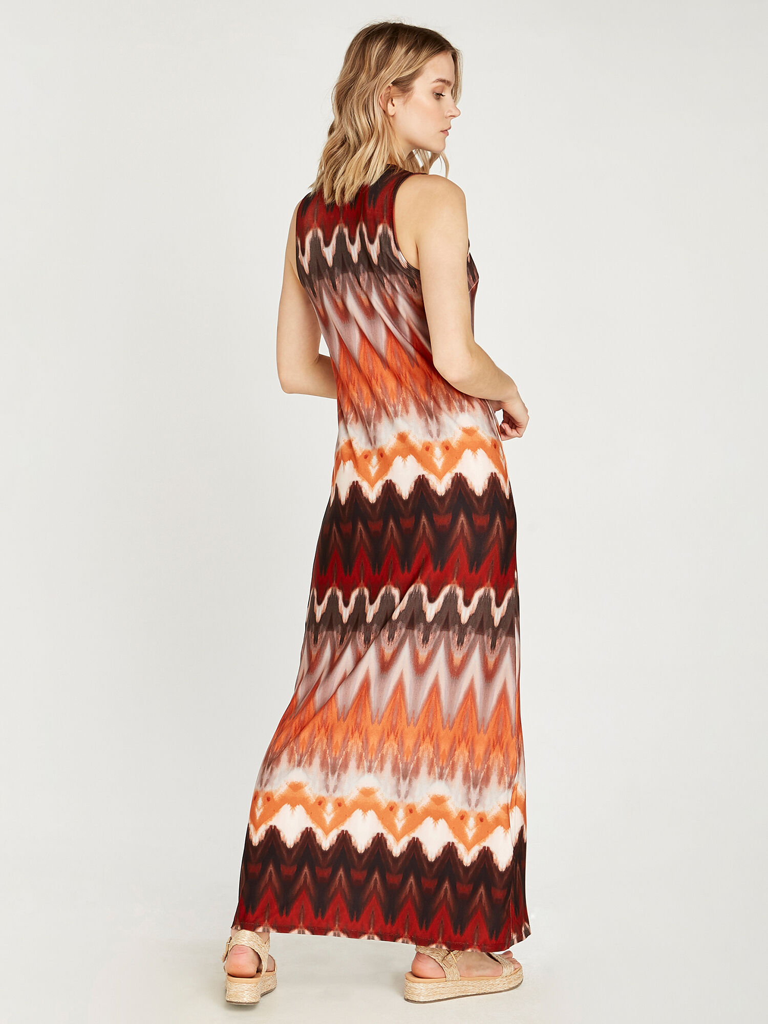 Chevron Zip Maxi Dress | Apricot UK